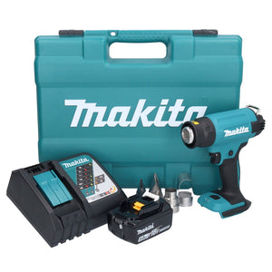 Makita DHG 181 RT1K Akku Heißluftgebläse 18 V 150 - 550°C + 1x Akku 5,0 Ah + Ladegerät + Koffer