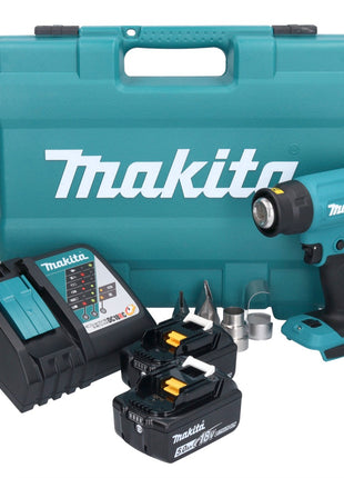 Makita DHG 181 RTK Akku Heißluftgebläse 18 V 150 - 550°C + 2x Akku 5,0 Ah + Ladegerät + Koffer - Toolbrothers