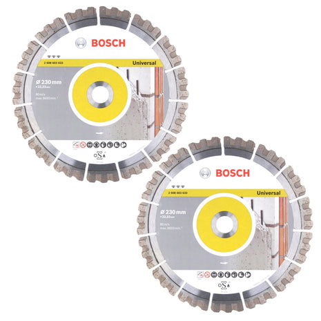 Bosch Diamant Trennscheibe Set 2x Best for Universal 230 x 22,23 mm ( 2x 2608603633 ) - Toolbrothers