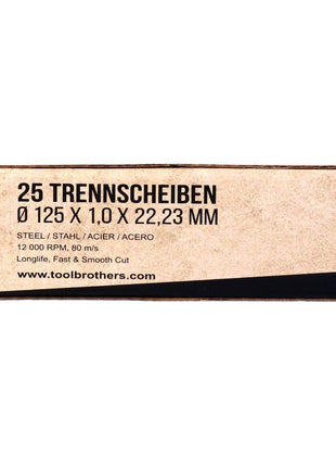 Toolbrothers MANTIS Trennscheiben- Set in Profi Qualität 2 Packungen 50 Stück, 125 x 22,23 x 1 mm zur Bearbeitung von Metall, Stahl, Edelstahl / INOX für Winkelschleifer - Toolbrothers