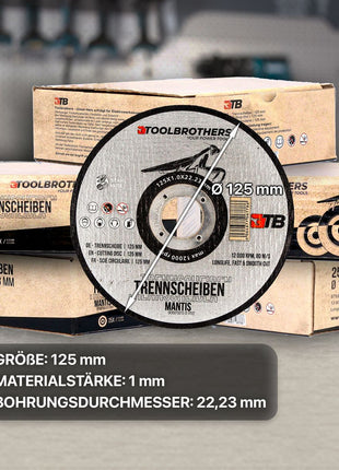 Metabo W 18 L 9-125 Quick Akku Winkelschleifer 18 V 125 mm ( 602249840 ) + metaBOX + Toolbrothers MANTIS Trennscheiben- Set - ohne Akku, ohne Ladegerät - Toolbrothers