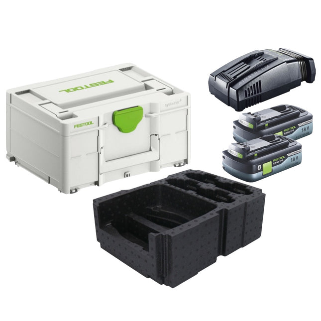Festool Energie Set 2x BP 18 Li 4,0Ah HPC-ASI Akkupack 18V 4,0Ah HighPower ( 2x 205034 ) + SCA 16 Schnellladegerät 10,8 V - 18 V ( 576953 ) + Systainer - Toolbrothers