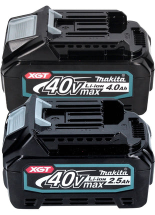 Kit source d'alimentation Makita 2x batterie BL 4025 40 V max. 2,5 Ah XGT + 2x batterie BL 4040 40 V max. 4,0 Ah XGT + chargeur DC 40 RA + Makpac.