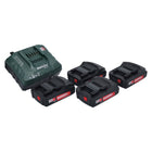 Metabo Basic Set 4x Li-Power Akkupack 18 V 2,0 Ah CAS Li-Ion Akku ( 4x 625596000 ) + ASC 55 Ladegerät AIR COOLED 12 - 36 V ( 627044000 ) - Toolbrothers