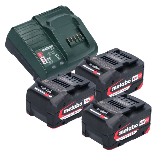 Metabo Basic Set 3x batteria Li-Power 18 V 4,0 Ah + caricatore Metabo SC 30 12 - 18 V