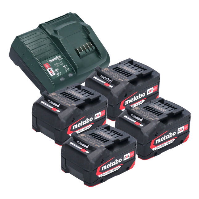 Metabo Basic Set 4x batterie Li-Power 18 V 4,0 Ah + caricabatterie Metabo SC 30 12 - 18 V