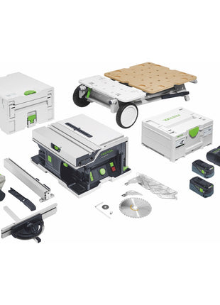 Festool CSC SYS 50 EBI set scie sur table à batterie 36 V (2x 18 V) (577379) 168 mm sans balais + châssis de base + 2x batterie 5,0 Ah + chargeur + systainer