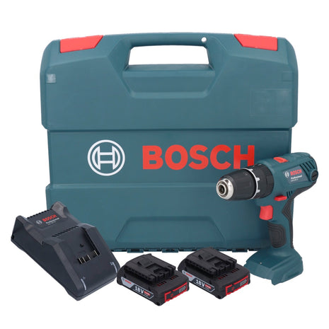 Taladro percutor inalámbrico Bosch GSB 18V-21 18 V 55 Nm + 2x baterías 2,0 Ah + cargador + maletín L