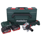 Metabo WB 18 LTX BL 15-125 Amoladora angular a batería Quick 18 V 125 mm sin escobillas + 2x baterías 5,5 Ah + cargador + metaBOX (601730660)