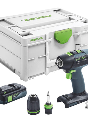 Festool T 18+3 Basic Akku Bohrschrauber 18 V 50 Nm Brushless + 1x Akku 3,0 Ah + Systainer - ohne Ladegerät - Toolbrothers