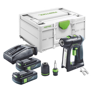 Festool C 18-Basic Akku Bohrschrauber 18 V 45 Nm Brushless + 2x Akku 3,0 Ah + Ladegerät + Systainer