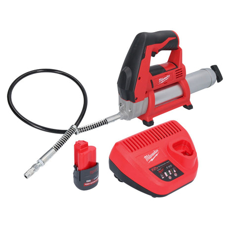 Pistola engrasadora a batería Milwaukee M12 GG-251 12 V 562 bar + 1x batería 2,5 Ah + cargador