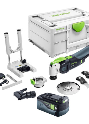 Festool VECTURO OSC 18 E-Basic Set Akku Oszillierer 18 V Starlock Max Brushless + 1x Akku 5,0 Ah + 7 tlg. Zubehör Set + Systainer - ohne Ladegerät - Toolbrothers