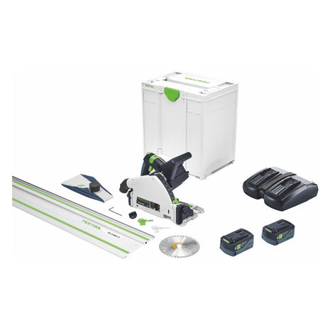 Festool TSC 55 5,0 KEBI-Plus/XL-FS Akku Tauchsäge 18 V / 36 V ( 2x 18 V ) 160 mm ( 577391 ) Brushless + 2x Akku 5,0 Ah + Doppelladegerät + Führungsschiene + Systainer - Toolbrothers