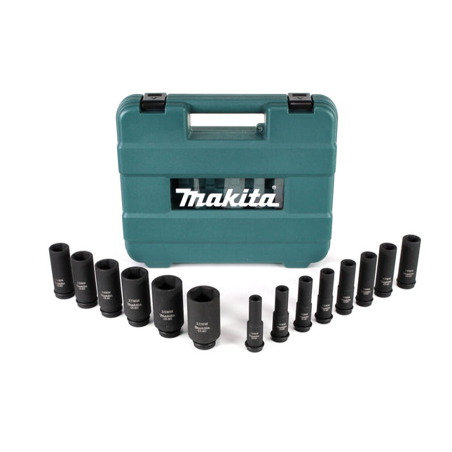 Juego de llaves de vaso Makita 10 - 32 mm 1/2" 14 uds. + maletín ( E-16586 ) para llaves de impacto - sucesor de B-52308