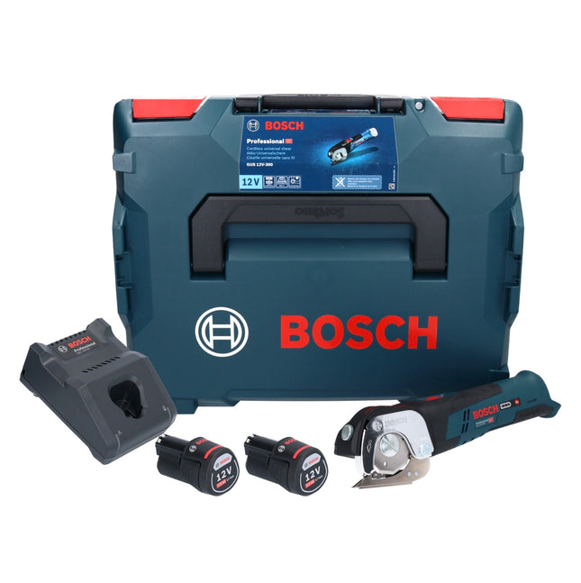 Bosch GUS 12V-300 Professional cordless universal shears 12 V ( 06019B2904 ) + 2x rechargeable battery 2.0 Ah + charger + L-Boxx