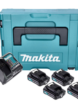 Makita Power Source Kit 4x BL 1021 B Akku 12 V max. 2,0 Ah CXT ( 4x 197396-9 ) + DC 10 SB Ladegerät ( 197363-4 ) + Makpac