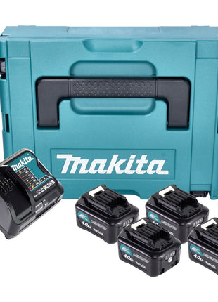 Zestaw Makita Power Source 4x akumulator BL 1041 B 12 V maks. 4,0 Ah CXT ( 4x 197406-2 ) + ładowarka DC 10 SB ( 197363-4 ) + Makpac