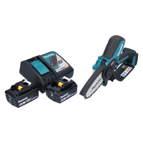 Makita DUC 101 RG Trononneuse d'elagage sans fil 18 V 10 cm Brushless + 2x batterie 6,0 Ah + kit chargeur