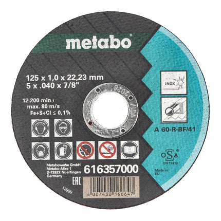 Metabo TF41 Trennscheibe Inox SP 125 x 1,0 x 22,23 mm 20 Stk. ( 2x 616359000 ) - Toolbrothers