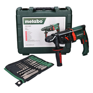 Metabo KHE 2445 Kombihammer 800 W 2,4 J SDS plus + 10 tlg. Bohrer und Meißel Set + Koffer