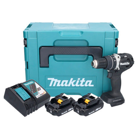 Makita DHP 484 RAJB Perceuse-visseuse à percussion sans fil 18 V 54 Nm Brushless noir + 2x batterie 2,0 Ah + chargeur + Makpac