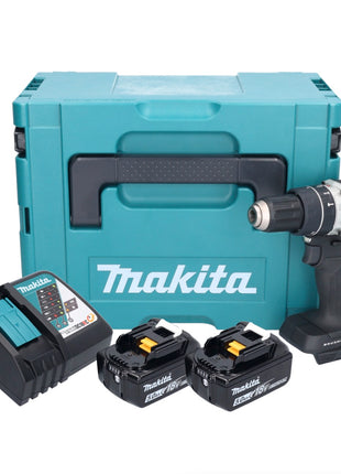 Makita DHP 484 RTJB Akku Schlagbohrschrauber 18 V 54 Nm Brushless Schwarz + 2x Akku 5,0 Ah + Ladegerät + Makpac - Toolbrothers