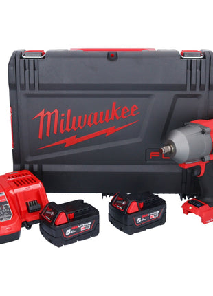 Milwaukee M18 ONEFHIWF12-502X Llave de impacto a batería 18 V 1356 Nm 1/2" sin escobillas (4933459727) + 2x batería 5,0 Ah + cargador + caja HD