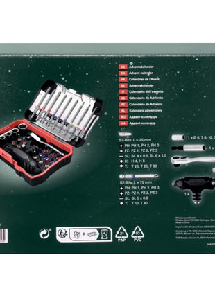 Metabo Adventskalender mit 31 tlg. Werkzeug Set ( 626694000 ) Bits / Stecknüsse / Ratsche