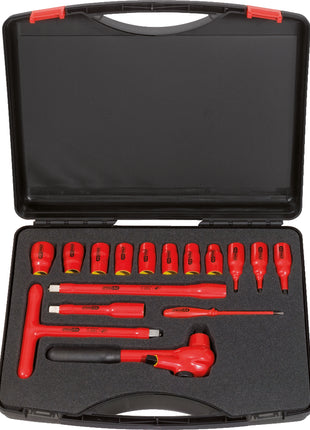 KS TOOLS Coffret de douilles isolées et cliquet, 1/2', 16 pcs ( 117.1860 )