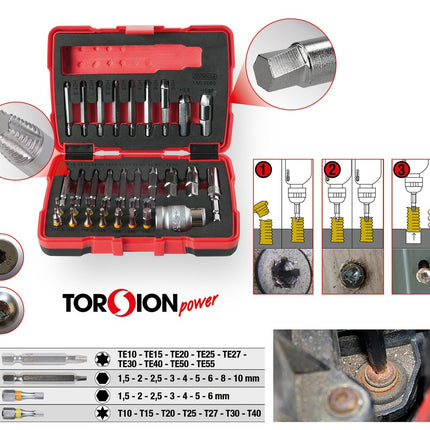 KS TOOLS 1/4" + 10 mm Torx- und Innensechskant-Schrauben-Ausdreher-Satz, 34-tlg ( 150.7060 ) - Toolbrothers