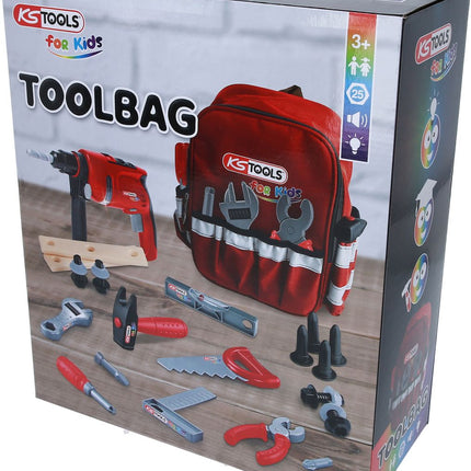 KS TOOLS Werkzeug-Rucksack für Kinder mit Sortiment, 25-tlg ( 100201 ) - Toolbrothers