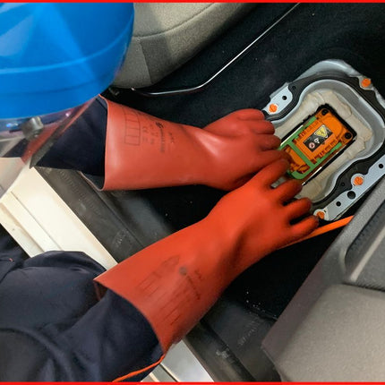 KS TOOLS Elektriker-Schutzhandschuh mit mechanischem Schutz, Größe 10, Klasse 0, rot ( 117.0069 )