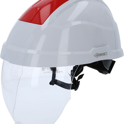 KS TOOLS Casque de sécurité de travail avec visière, rouge ( 117.0137 )