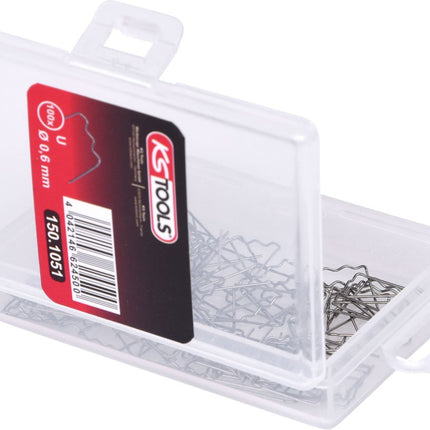 KS TOOLS Reparaturklammer U-Form Ø 0,6 mm, 100 Stück ( 150.1051 ) - Toolbrothers