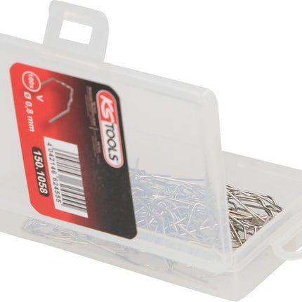 KS TOOLS Reparaturklammer V-Form Ø 0,8 mm, 100 Stück ( 150.1058 ) - Toolbrothers