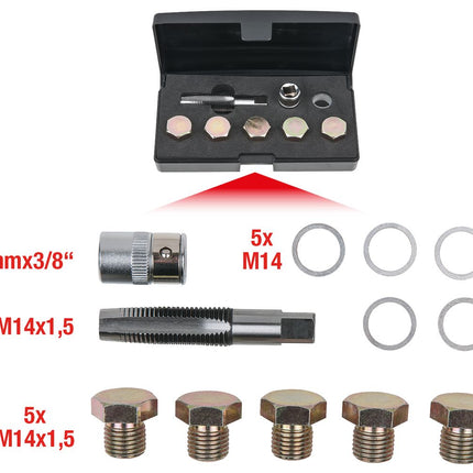 KS TOOLS Ölablassschrauben-Gewindereparatur-Satz, 12-tlg M14 x 1,5 ( 150.4920 ) - Toolbrothers