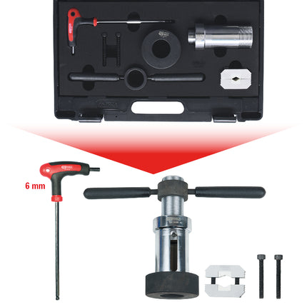 KS TOOLS Stoßdämpfer-Montagehilfe-Satz für Stoßdämpfer mit Zuganschlagfeder, 7-tlg ( 150.9545 ) - Toolbrothers