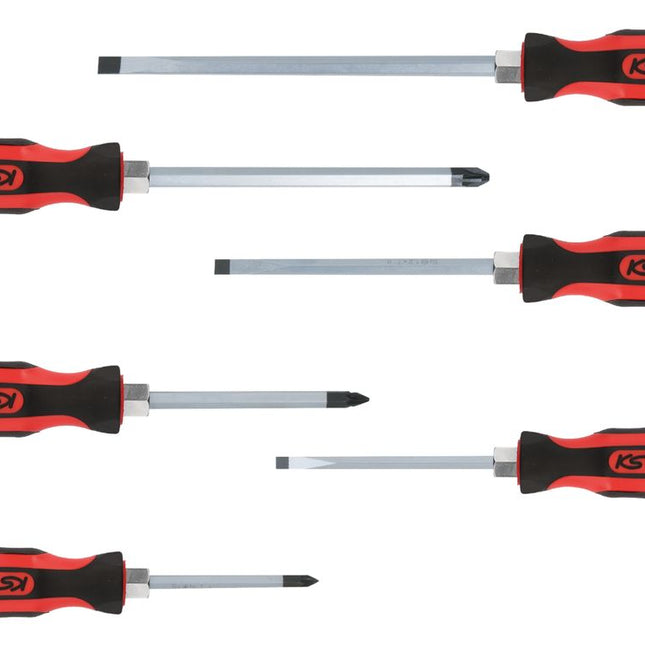 KS TOOLS ERGOTORQUEmax Schlagkappen-Schraubendreher-Satz, 6-tlg Schlitz, PZ ( 151.1165 ) - Toolbrothers