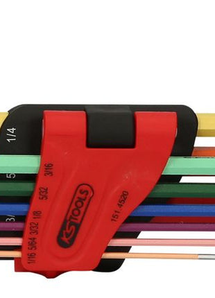 KS TOOLS Kugelkopf-Innensechskant-Winkelstiftschlüssel-Satz, extra lang, 9-tlg, Zoll ( 151.4520 ) - Toolbrothers