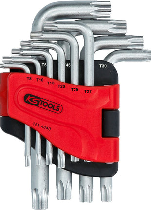 KS TOOLS Torx-Winkelstiftschlüssel-Satz mit Bohrung, kurz, 10-tlg, TB8-TB50 ( 151.4840 ) - Toolbrothers