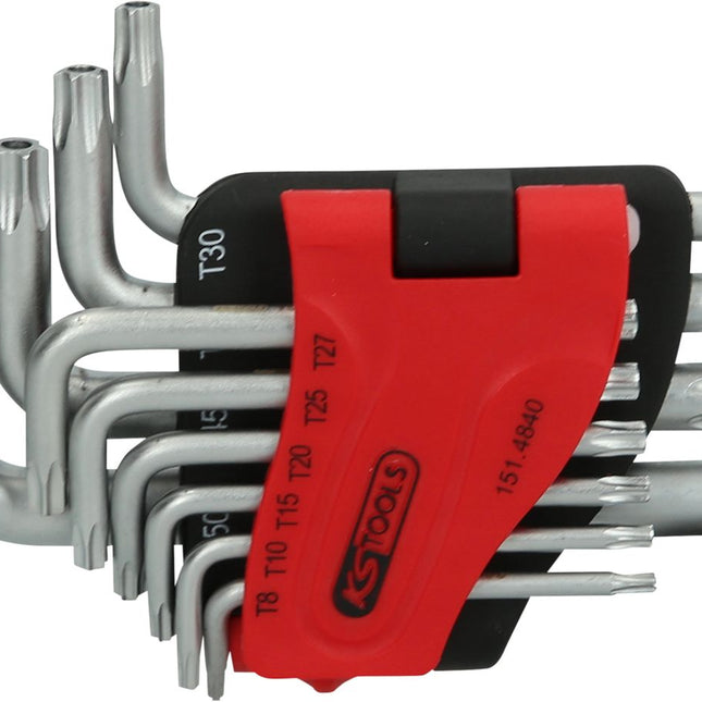 KS TOOLS Torx-Winkelstiftschlüssel-Satz mit Bohrung, kurz, 10-tlg, TB8-TB50 ( 151.4840 ) - Toolbrothers