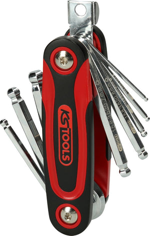 KS TOOLS Kugelkopf-Innensechskant-Winkelstiftschlüssel-Klapphalter, 8-tlg ( 158.3520 )