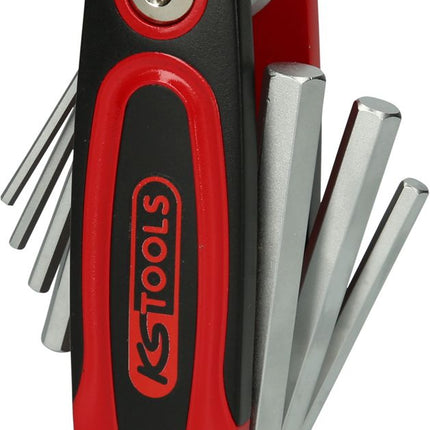 KS TOOLS Innensechskant-Winkelstiftschlüssel-Klapphalter,8-tlg ( 158.3540 ) - Toolbrothers