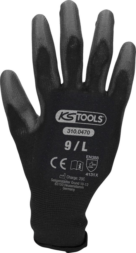 KS TOOLS Mikro-Feinstrickhandschuhe-schwarz, 9, 12 Paar ( 310.0470 ) - Toolbrothers