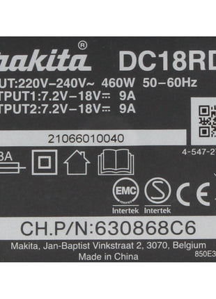 Makita DC 18 RD Doppel Schnellladegerät 14,4 V - 18 V LXT ( 196933-6 ) für 2 Li-Ion Akkus - Toolbrothers