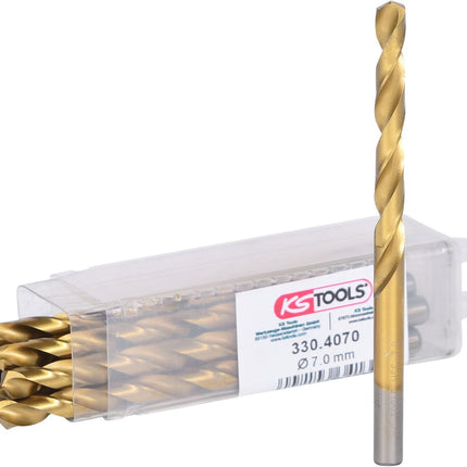 KS TOOLS HSS TiN Spiralbohrer, 7mm, 10er Pack ( 330.4070 ) - Toolbrothers