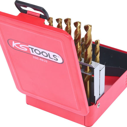 KS TOOLS HSS TiN Spiralbohrer-Satz, Stahlblechkassette 19-tlg 1-10mm ( 330.4610 ) - Toolbrothers