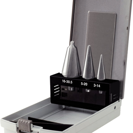 KS TOOLS HSS TiN Blechschälbohrer-Satz, Stahlblechkassette 4-tlg ( 336.0523 ) - Toolbrothers