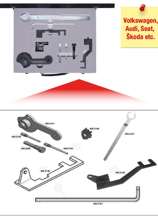 KS TOOLS Motoreinstell-Werkzeug-Satz für VAG, 9-tlg, Audi, Seat, Škoda, Volkswagen ( 400.2140 )